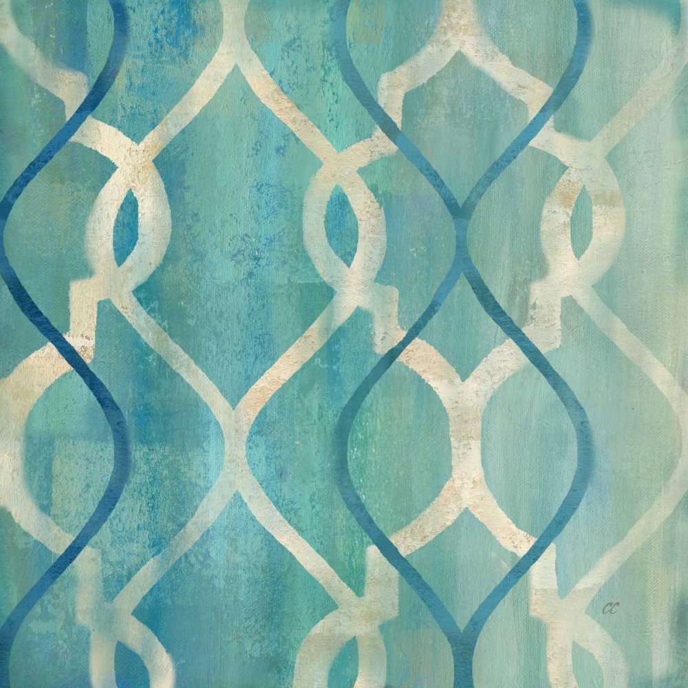 Wall Art Painting id:53549, Name: Abstract Waves Blue-Gray Tiles II, Artist: Coulter, Cynthia