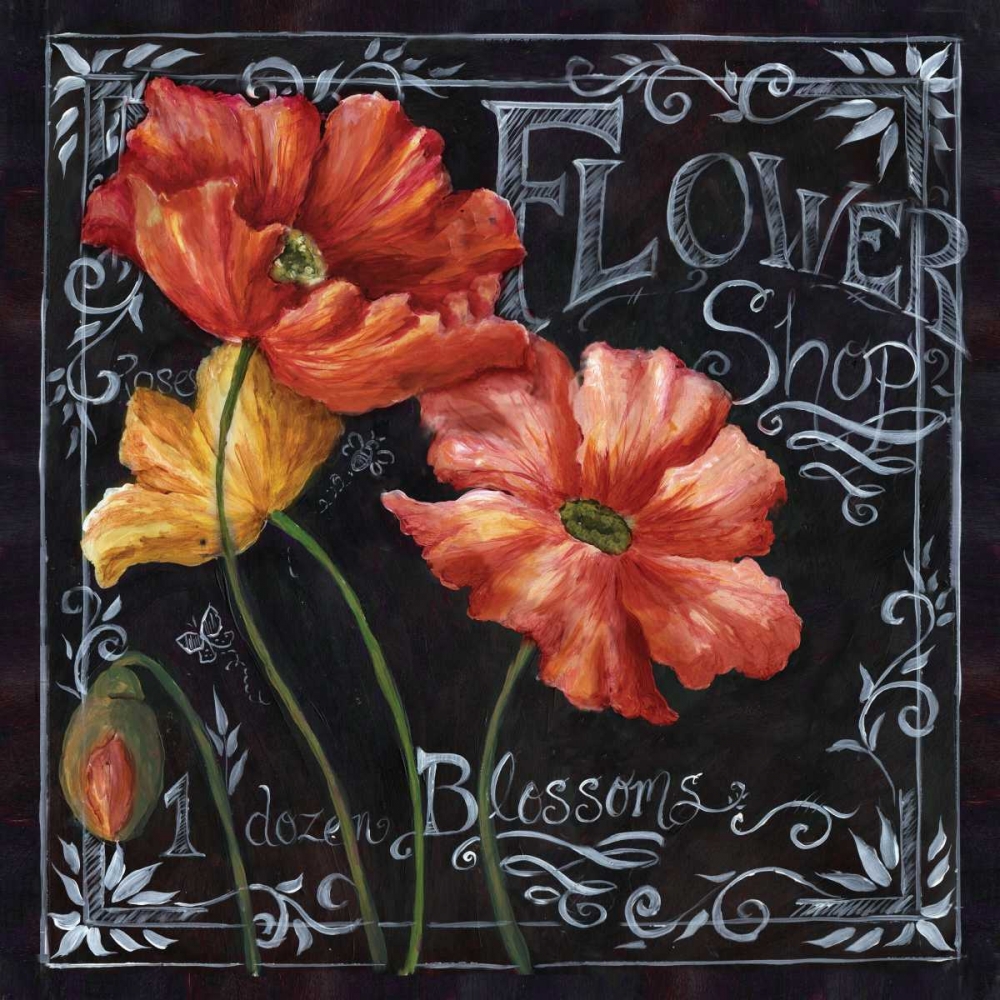 Wall Art Painting id:53007, Name: Flowers in Bloom Chalkboard I , Artist: Tre Sorelle Studios