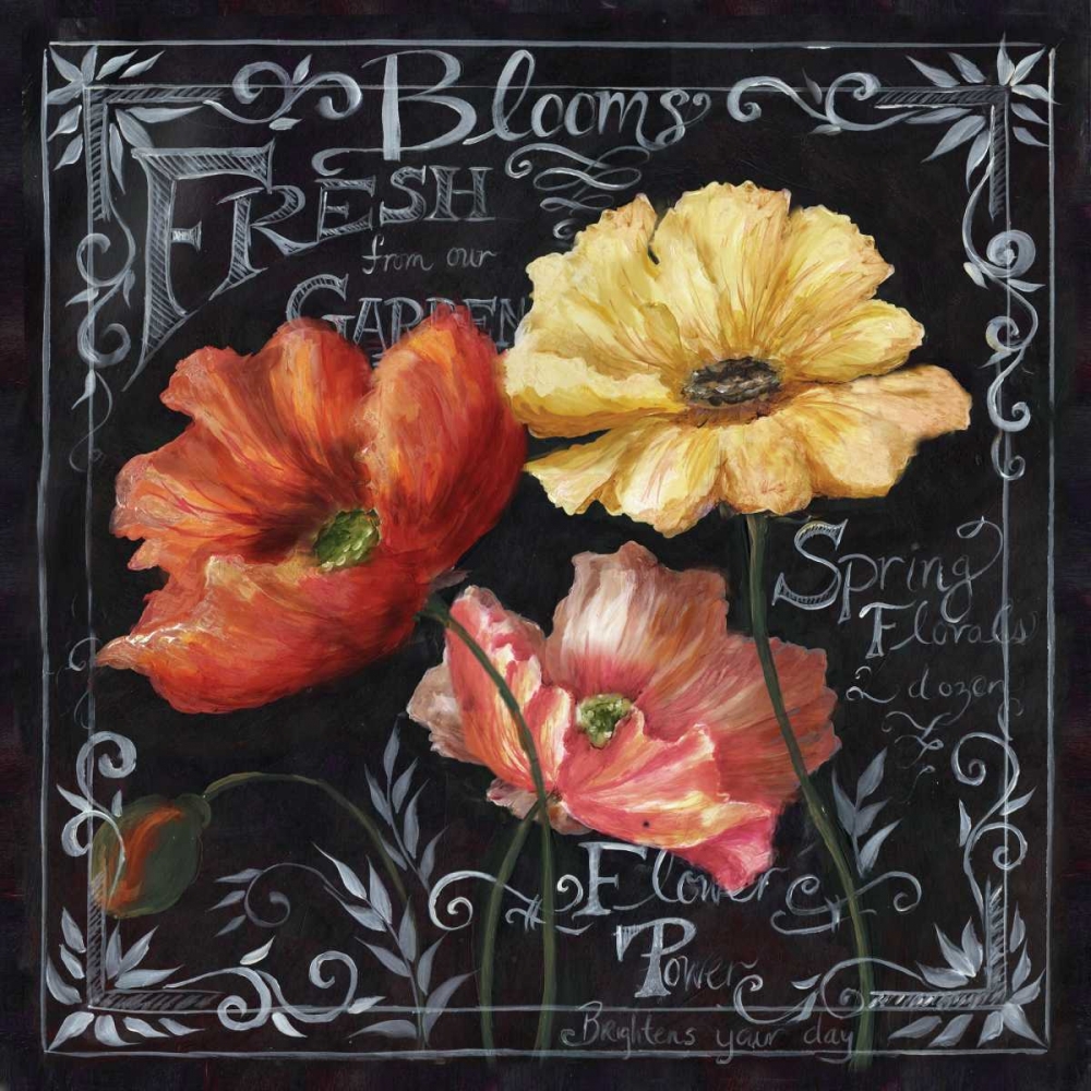 Wall Art Painting id:53008, Name: Flowers in Bloom Chalkboard II , Artist: Tre Sorelle Studios