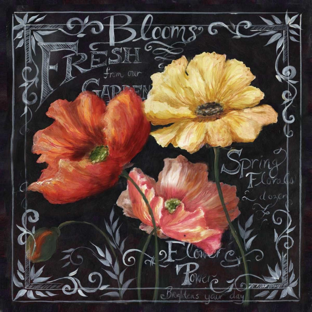 Wall Art Painting id:53010, Name: Flowers in Bloom Chalkboard II , Artist: Tre Sorelle Studios