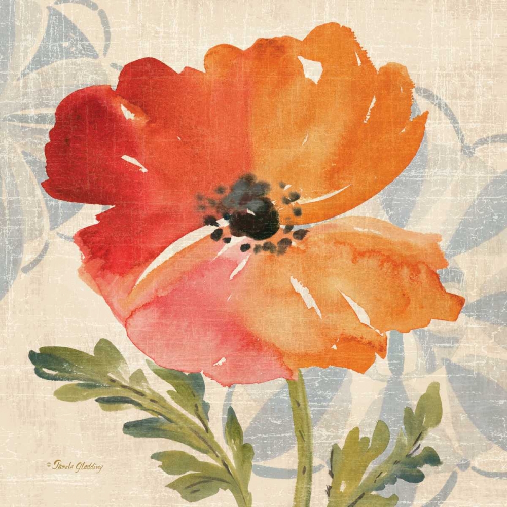 Wall Art Painting id:53653, Name: Watercolor Poppies V, Artist: Gladding, Pamela