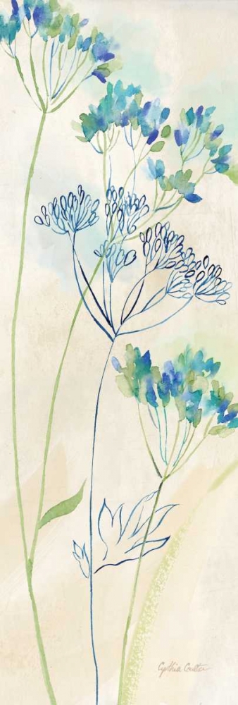 Wall Art Painting id:53661, Name: Indigo Wildflowers Panel I, Artist: Coulter, Cynthia