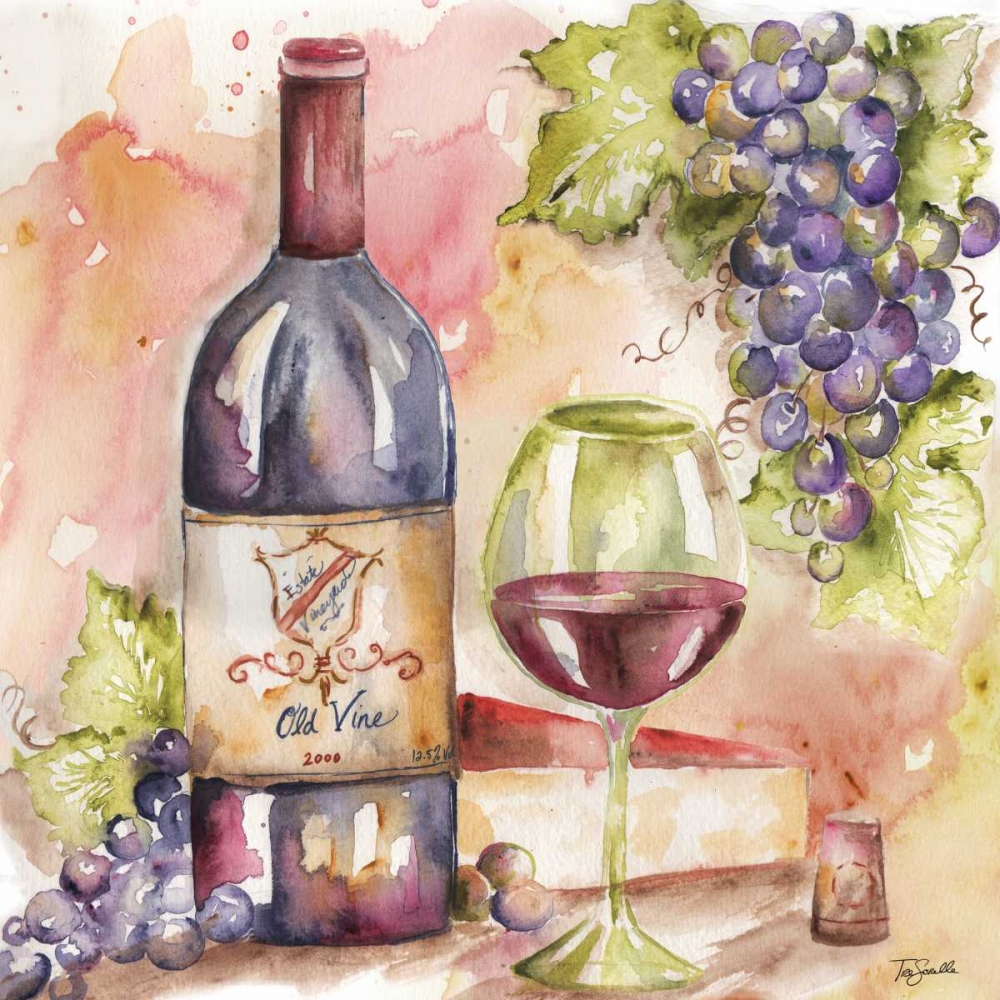 Wall Art Painting id:70232, Name: Watercolor Wine I, Artist: Tre Sorelle Studios