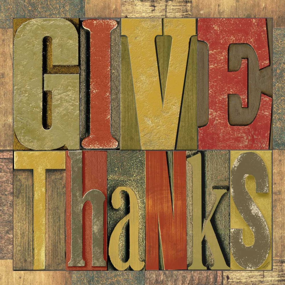 Wall Art Painting id:78043, Name: Give Thanks Printer Block, Artist: Reed, Tara