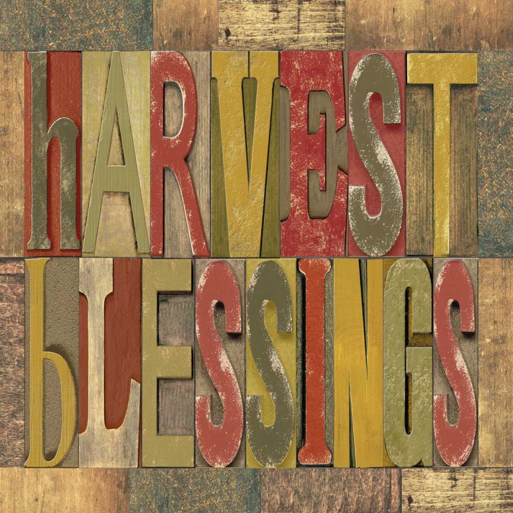 Wall Art Painting id:78044, Name: Harvest Blessings Printer Block, Artist: Reed, Tara