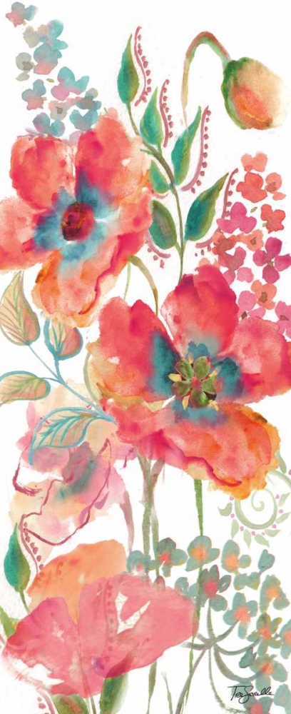 Wall Art Painting id:78066, Name: Bohemian Poppies Pink/Teal I, Artist: Tre Sorelle Studios