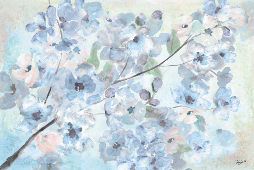 Wall Art Painting id:78068, Name: Watercolor Blue Blossoms Landscape, Artist: Tre Sorelle Studios
