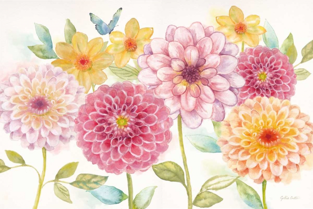 Wall Art Painting id:78075, Name: Dahlia Garden Landscape, Artist: Coulter, Cynthia