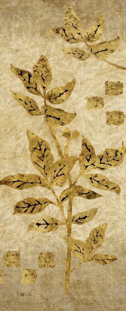 Wall Art Painting id:85184, Name: Gold Leaf Branches Panel II, Artist: Studio Nova