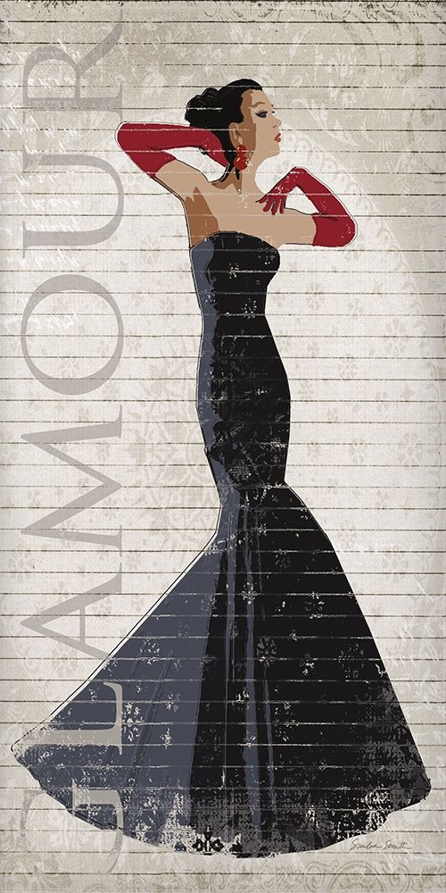 Wall Art Painting id:335895, Name: Black Dress Glamour, Artist: Smith, Sandra