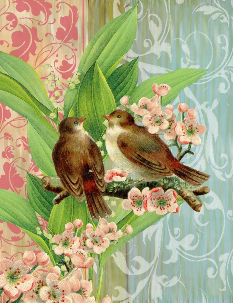 Wall Art Painting id:59595, Name: Finches and Blossoms, Artist: Robertson, Walter 
