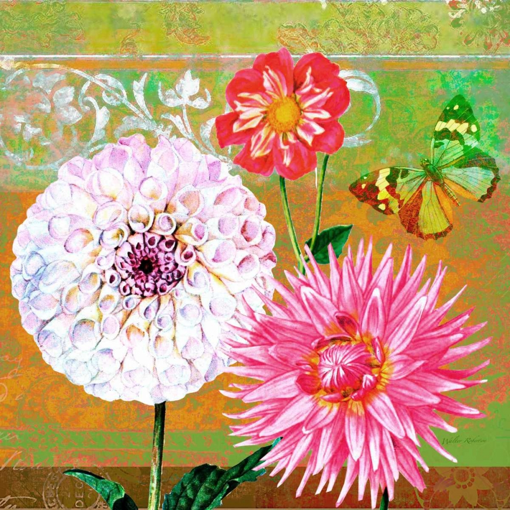 Wall Art Painting id:59638, Name: Fancy Flower Trio 2, Artist: Robertson, Walter 