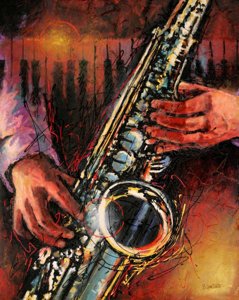 Wall Art Painting id:63481, Name: Blues Sax, Artist: Langton, Bruce