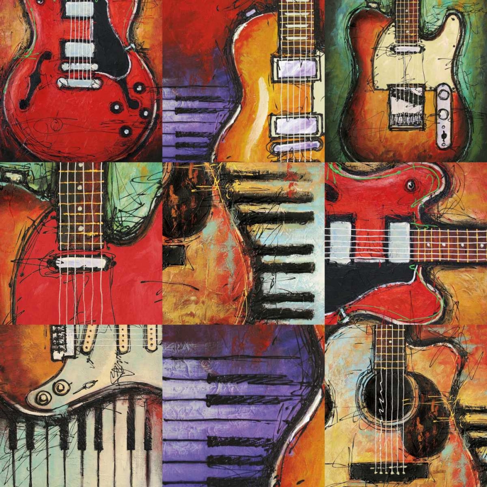 Wall Art Painting id:63483, Name: Guitar Elements, Artist: Langton, Bruce