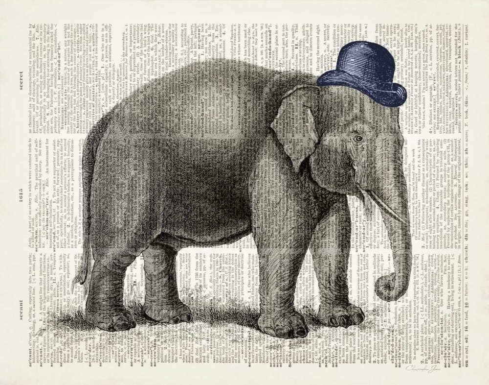 Wall Art Painting id:142090, Name: Elephant In A Bowler, Artist: James, Christopher