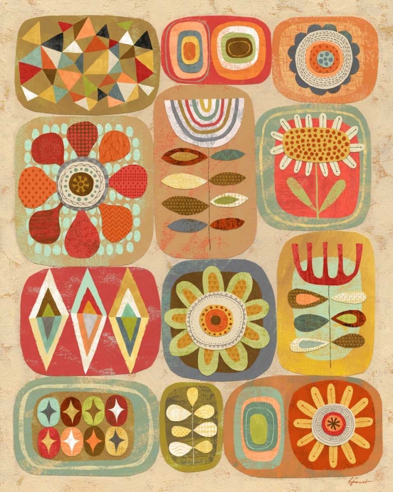 Wall Art Painting id:56759, Name: Floral Retro 1, Artist: Faust, Richard