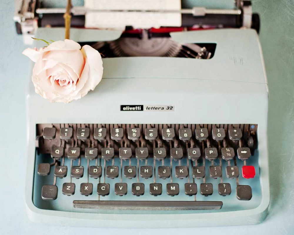 Art Print: Back In Time Blue Typewriter