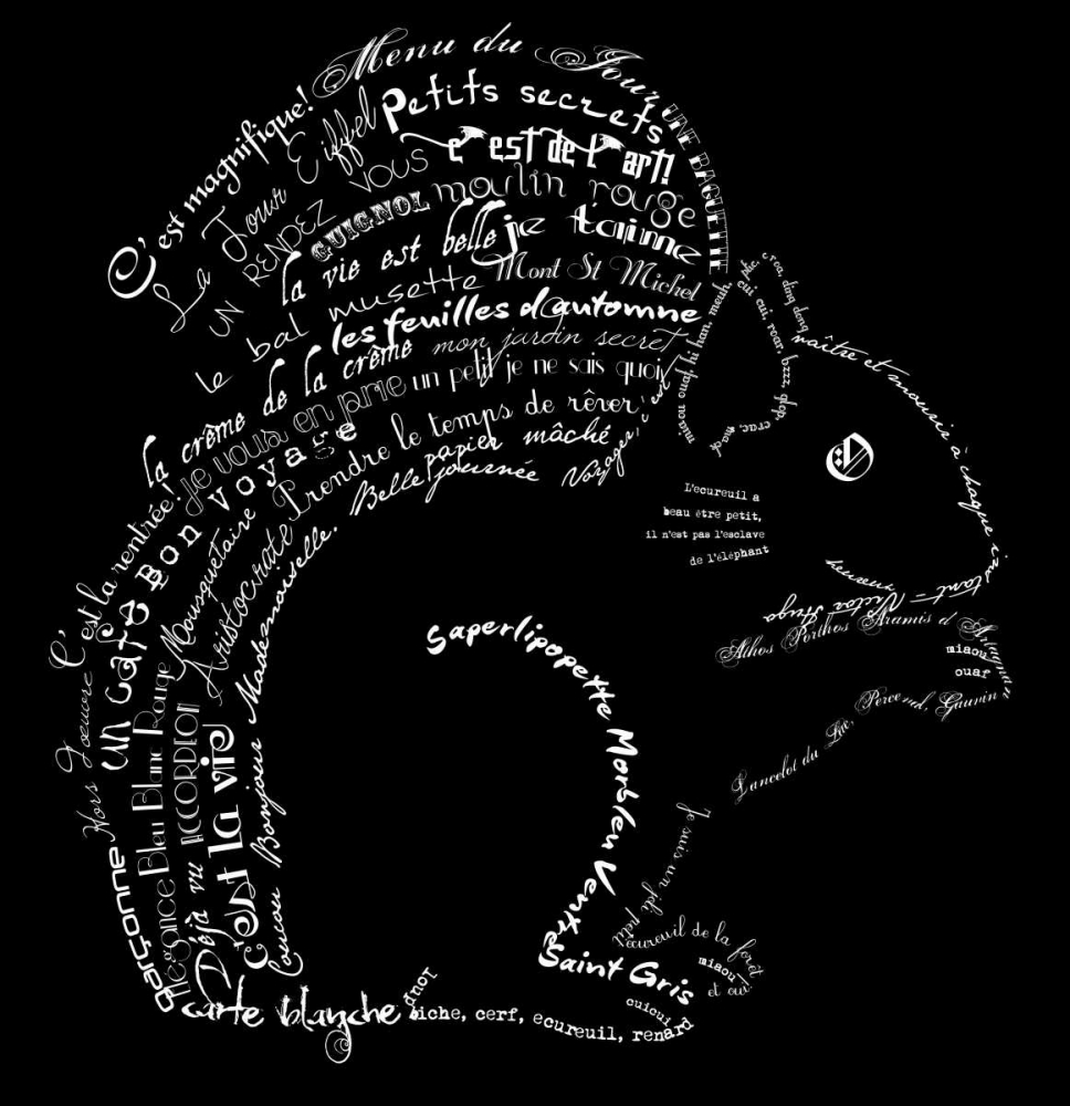 Wall Art Painting id:61934, Name: French Squirel Black, Artist: De Lauzun, Marion 