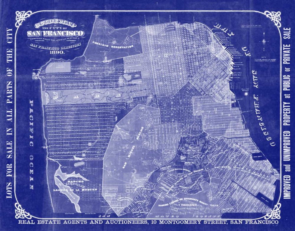 Wall Art Painting id:142293, Name: San Francisco Blueprint, Artist: Adam Shaw Cartography