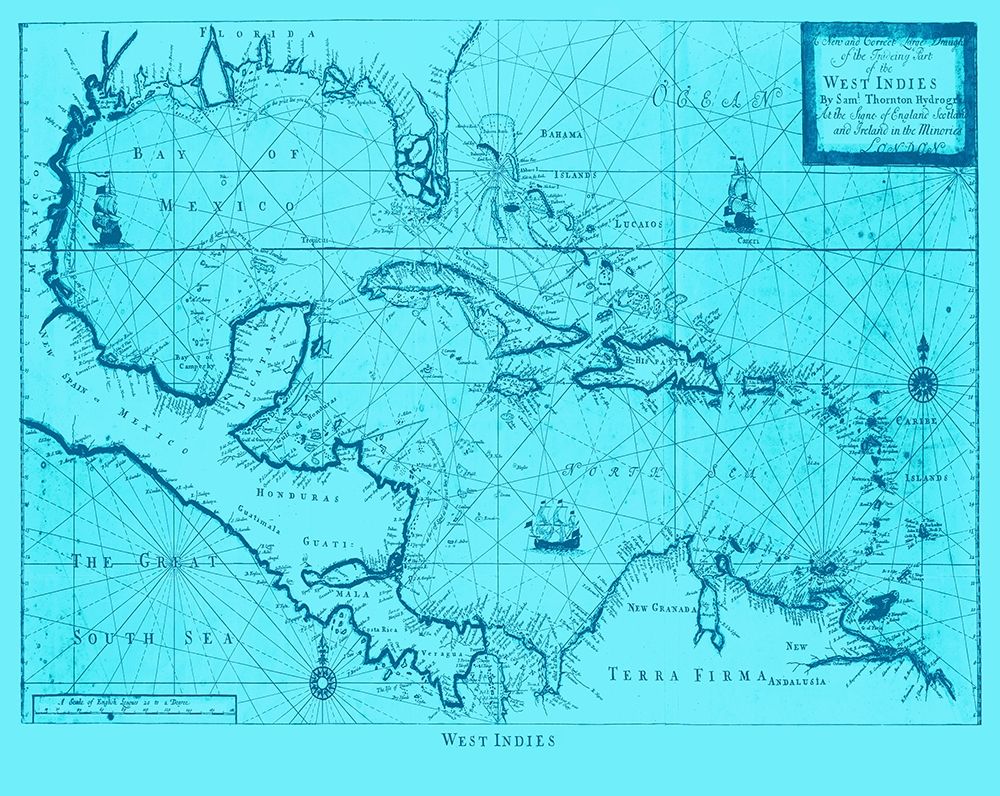 Wall Art Painting id:190697, Name: Blue West Indies, Artist: Adam Shaw Cartography