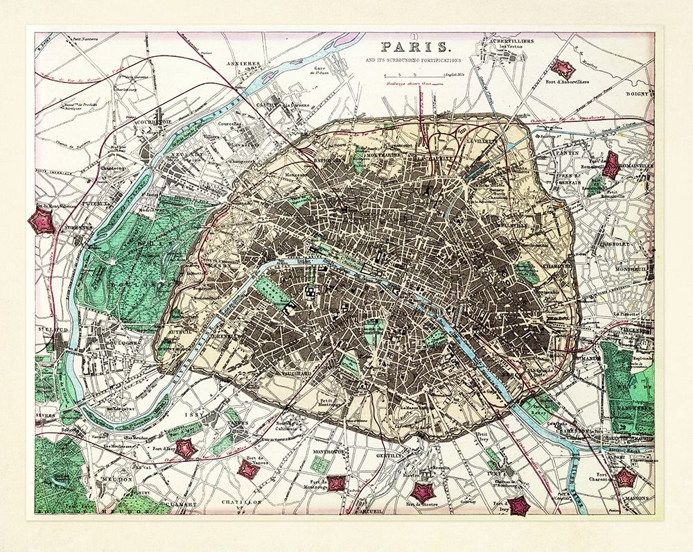 Wall Art Painting id:190700, Name: Paris Vintage, Artist: Adam Shaw Cartography