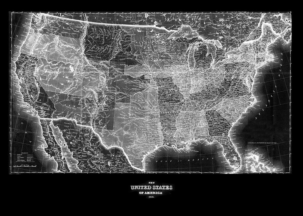 Wall Art Painting id:190702, Name: United States 1853, Artist: Adam Shaw Cartography