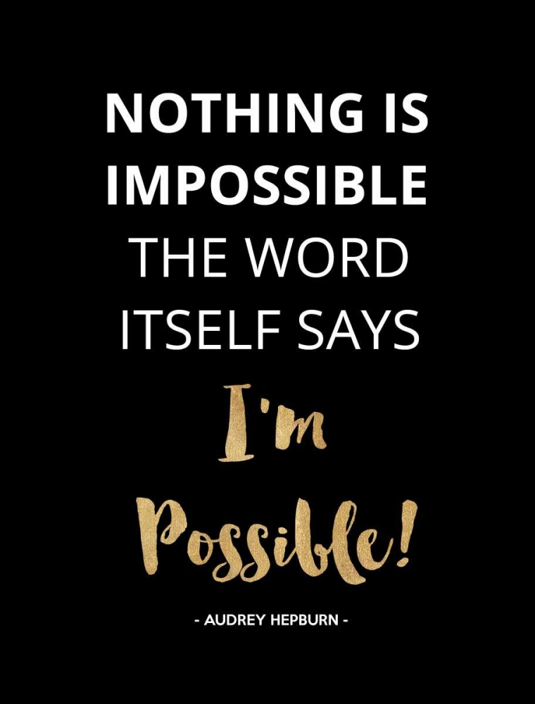 Wall Art Painting id:166477, Name: Nothing Is Impossible, Gold, Artist: Z Studio