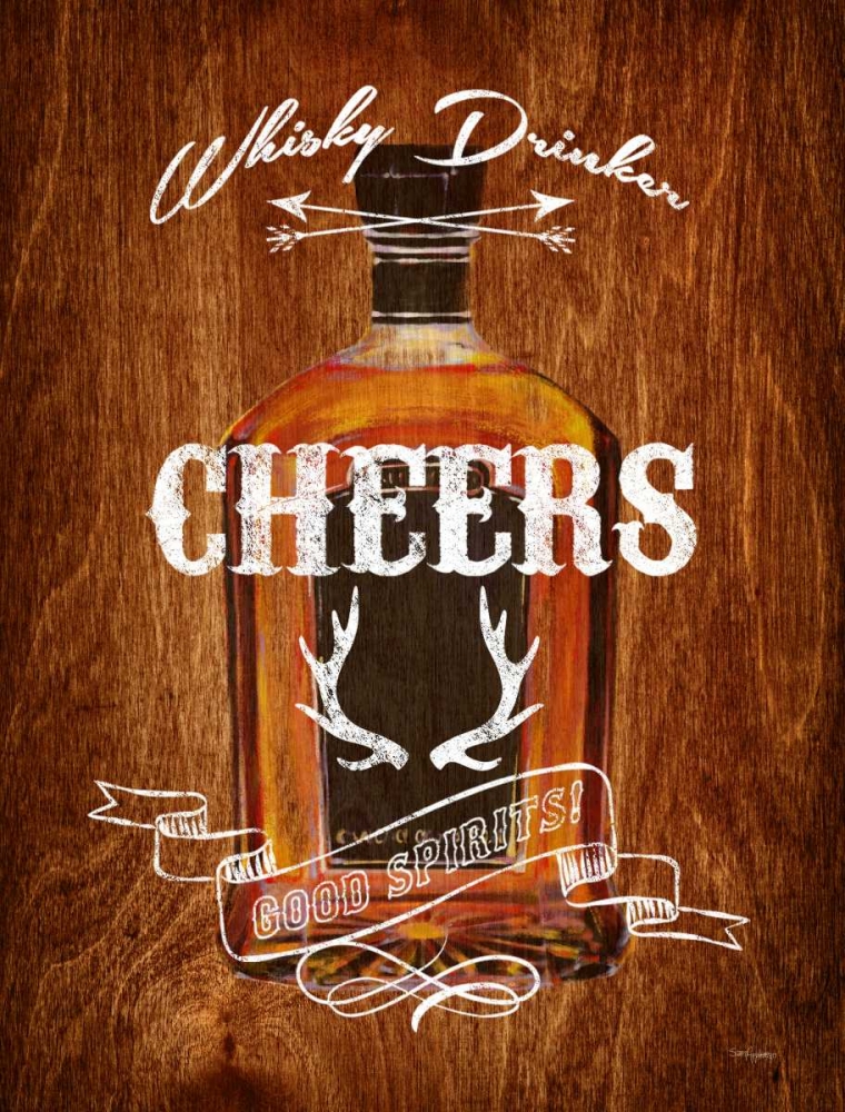 Wall Art Painting id:63333, Name: Whisky Drinker Wood Sign, Artist: Appleman, Sam