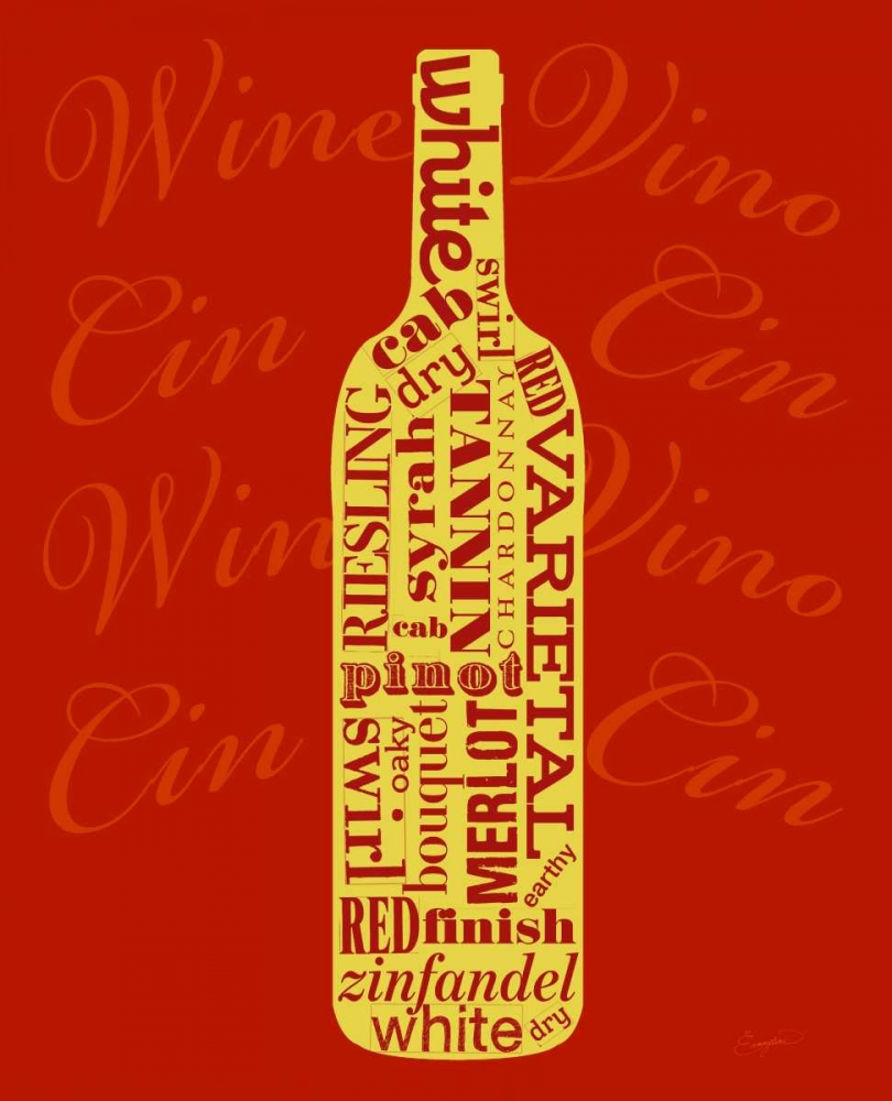 Wall Art Painting id:63522, Name: Wine Words Bottle, Artist: Taylor, Evangeline