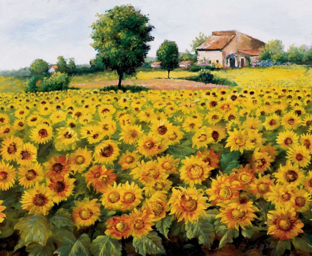 Wall Art Painting id:58072, Name: Field with sunflowers, Artist: Bosman, Johan
