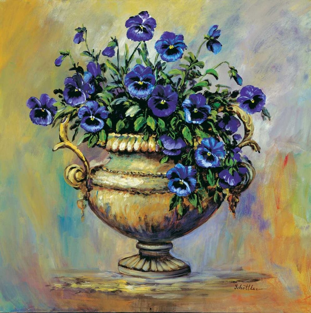 Wall Art Painting id:58172, Name: Blue pansies delight, Artist: Schottler, Katharina