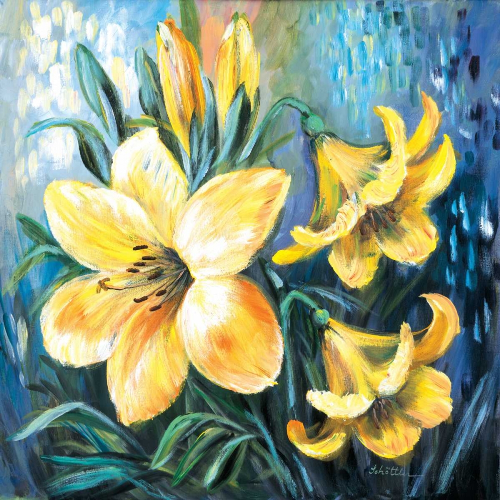 Wall Art Painting id:58187, Name: Yellow lilies in Spring, Artist: Schottler, Katharina