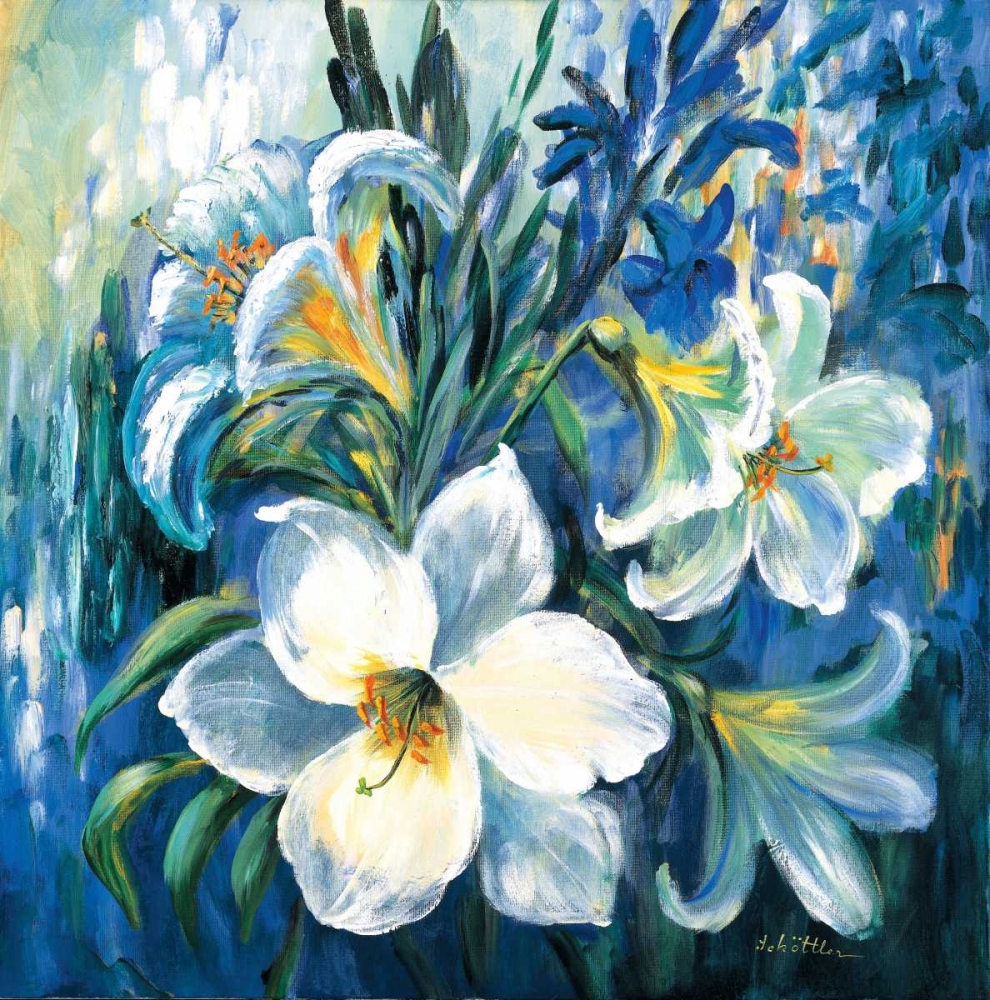 Wall Art Painting id:58188, Name: White lilies in Spring, Artist: Schottler, Katharina
