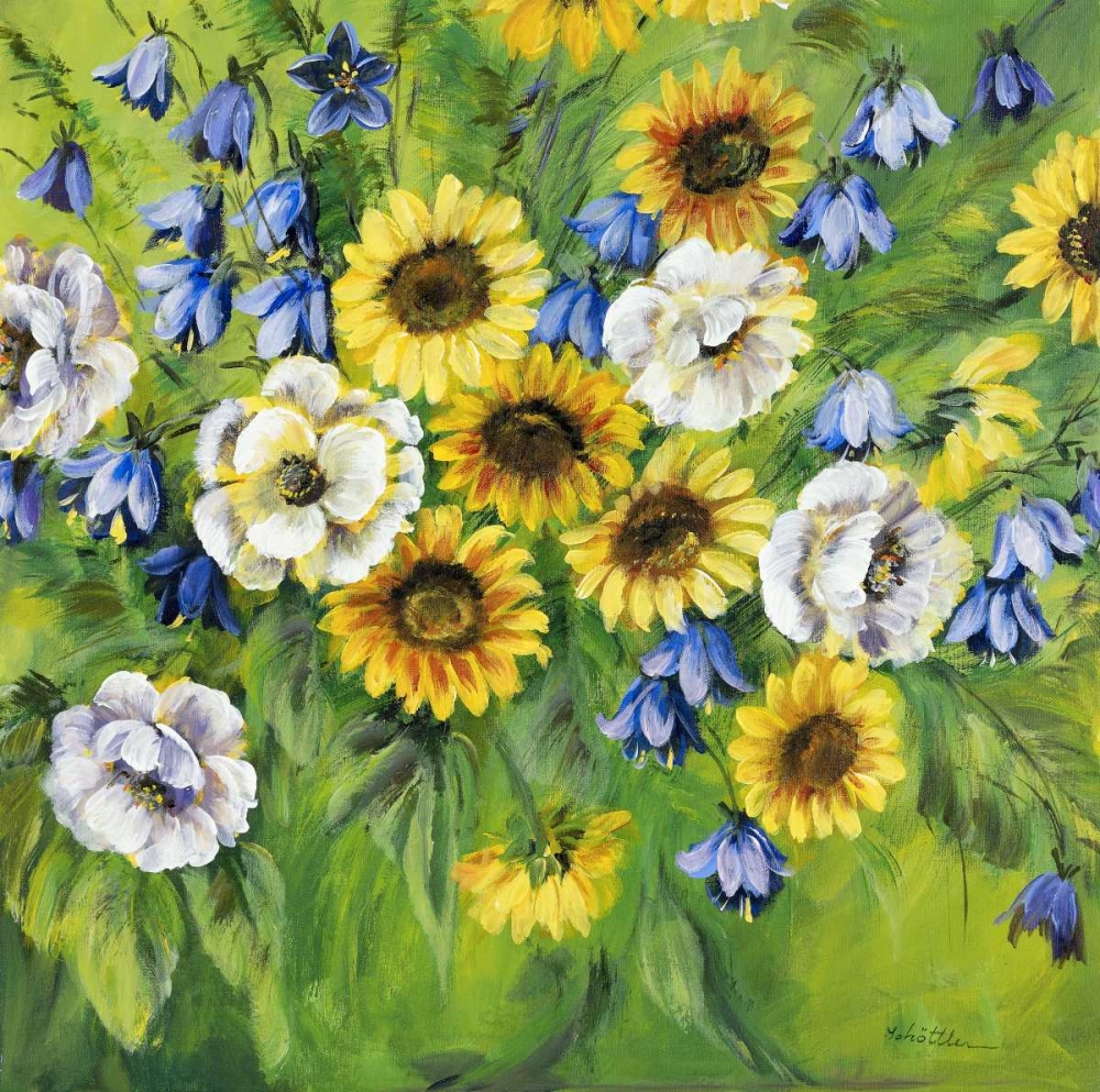 Wall Art Painting id:58221, Name: Mixed sunflower bouquet, Artist: Schottler, Katharina