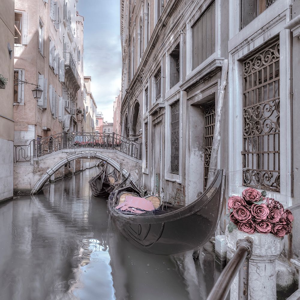 Wall Art Painting id:675153, Name: Bunch of roses on bridge over narrow canal - Venice - Italy, Artist: Frank, Assaf