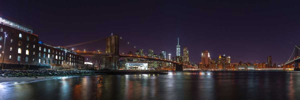 Wall Art Painting id:104250, Name: Brooklyn bridge and Lower Manhattan skyline, New York, Artist: Frank, Assaf