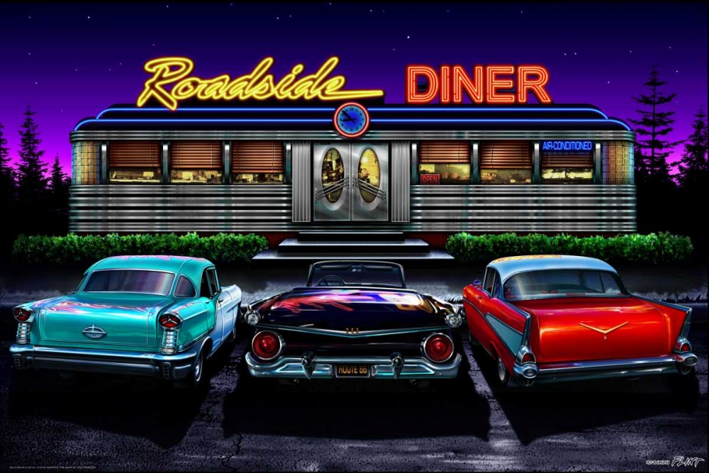 Wall Art Painting id:172501, Name: Roadside Diner, Artist: Flint, Helen