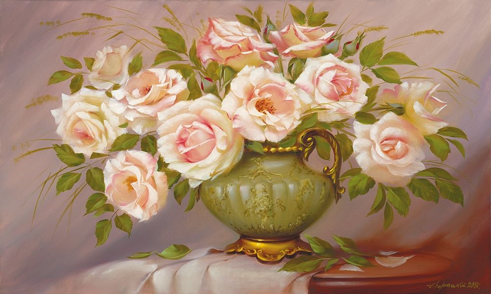 Wall Art Painting id:247897, Name: Soft pink Roses, Artist: Dvoretskiy, Petrovich