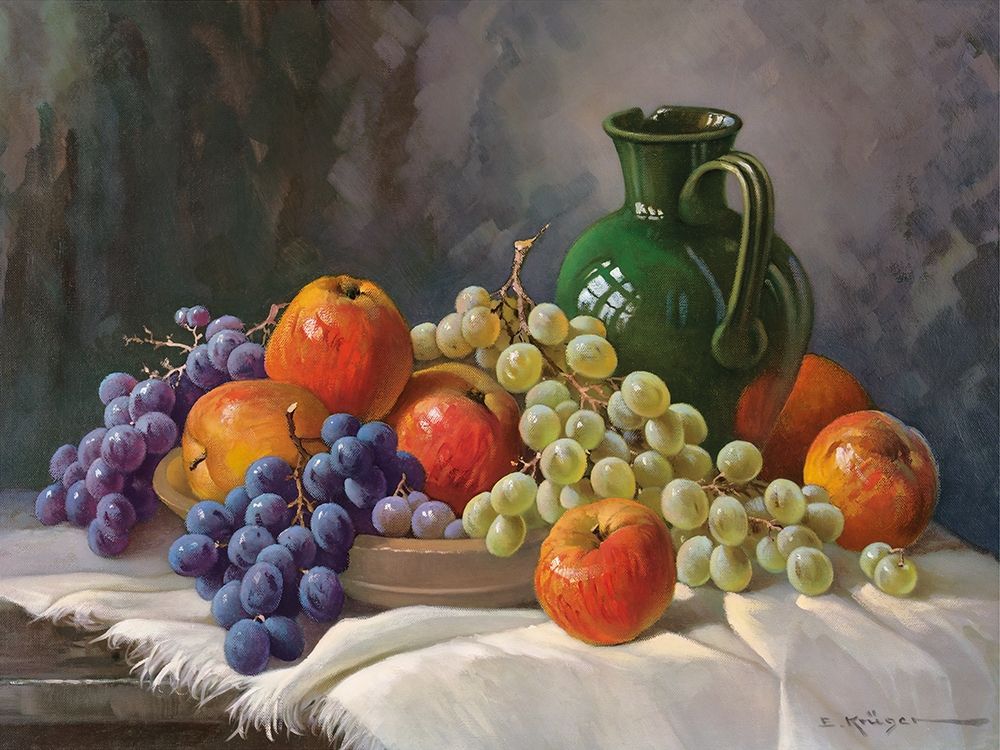 Wall Art Painting id:248199, Name: APPLES AND GRAPES, Artist: Krueger, E.