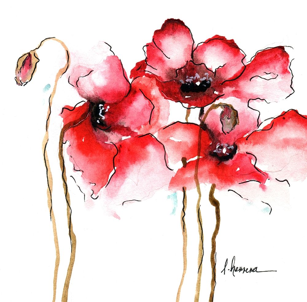 Wall Art Painting id:248097, Name: WATERCOLOR POPPIES I, Artist: Herrera, Leticia
