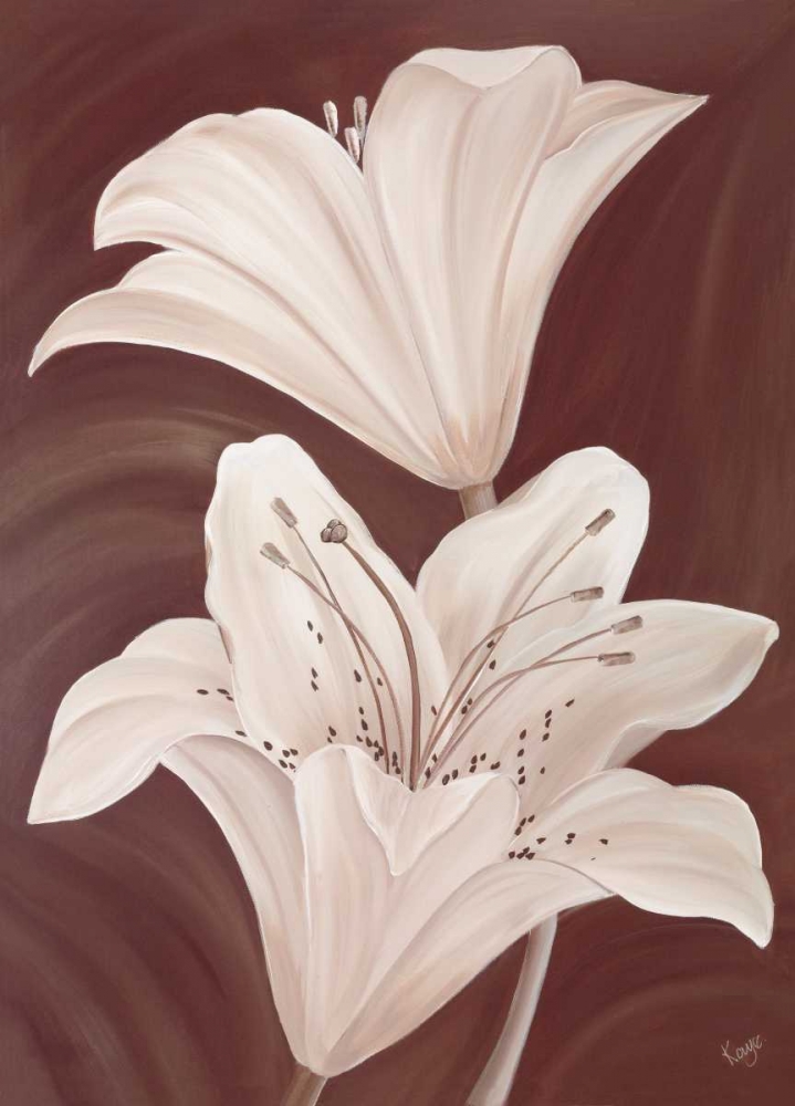 Wall Art Painting id:137235, Name: Chocolate Lillies, Artist: Lake, Kaye