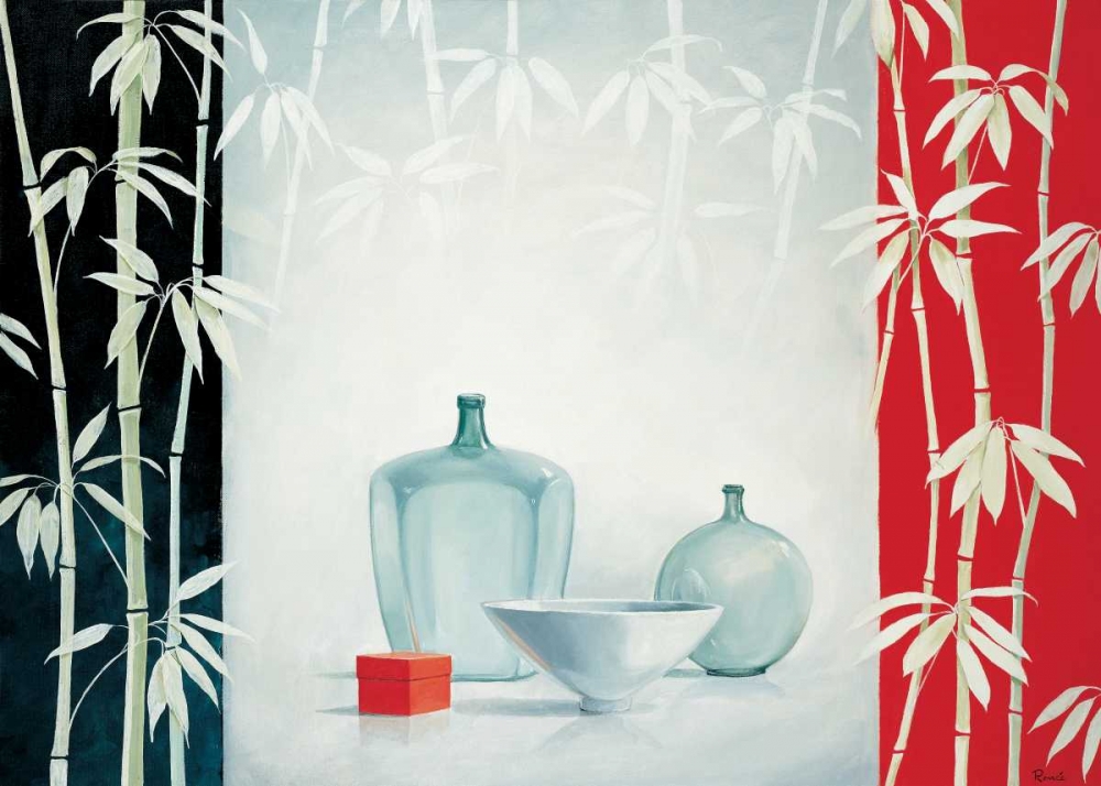 Wall Art Painting id:85336, Name: Bamboo and bowls I, Artist: Renee