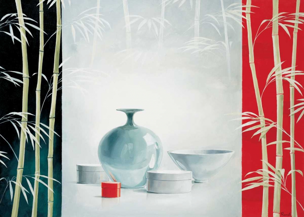 Wall Art Painting id:85337, Name: Bamboo and bowls II, Artist: Renee