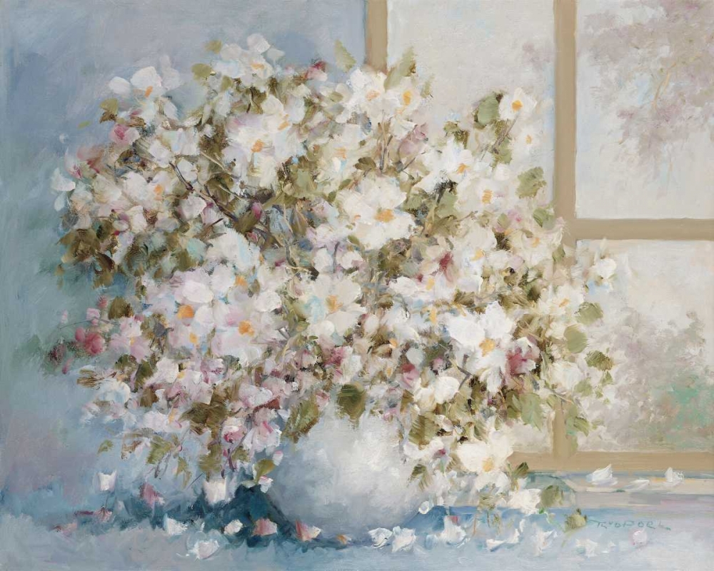 Wall Art Painting id:85399, Name: White flowers in vase, Artist: van de Poel, Theo