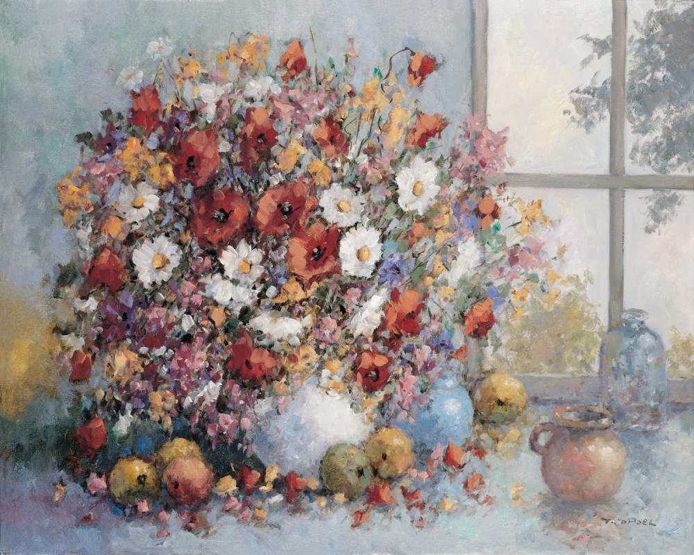 Wall Art Painting id:85400, Name: Colorful flowers in vase, Artist: van de Poel, Theo