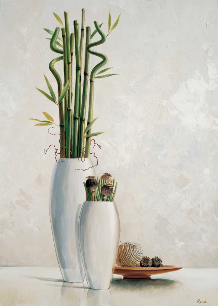 Wall Art Painting id:85426, Name: Bamboo in white vase II, Artist: Renee