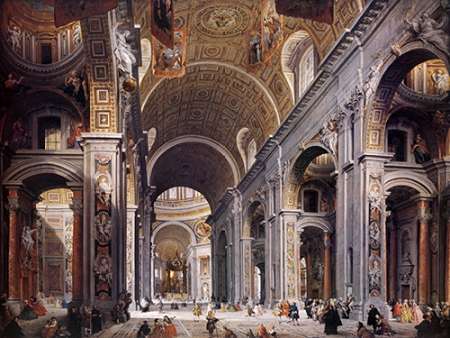 Wall Art Painting id:184673, Name: Interior Of St. Peters, Rome, Artist: Panini, Giovanni Paolo
