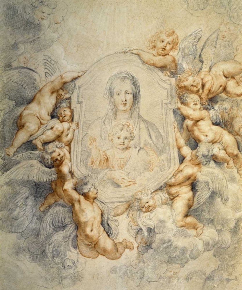 Wall Art Painting id:93818, Name: Image of the Virgin Portrayed with Angels, Artist: Rubens, Peter Paul