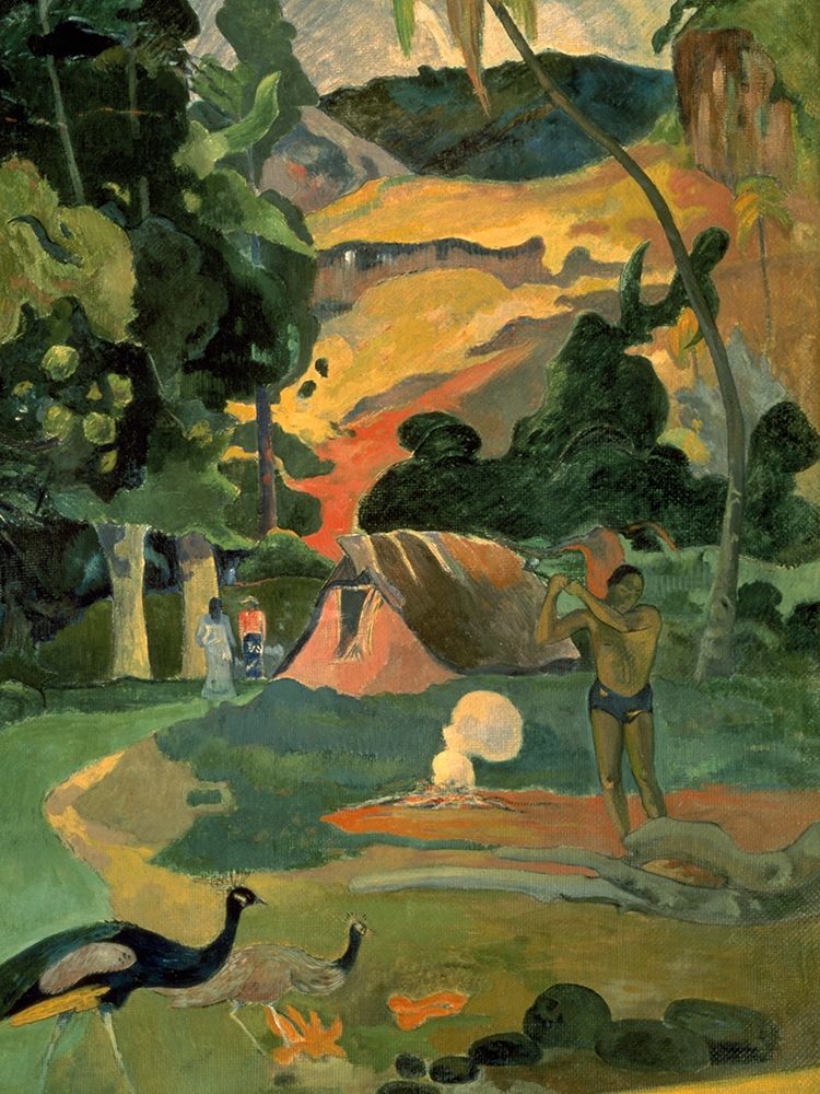 Wall Art Painting id:267330, Name: Landscape with Peacock, Artist: Gauguin, Paul