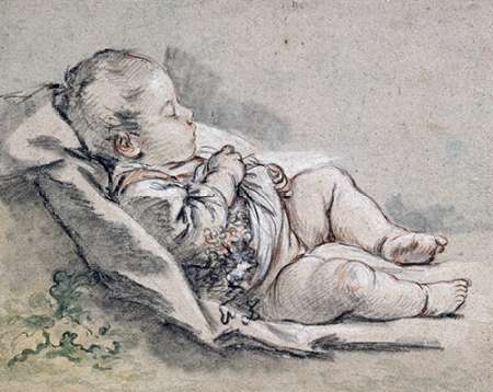 Wall Art Painting id:184735, Name: A Sleeping Baby, Artist: Boucher, Francois